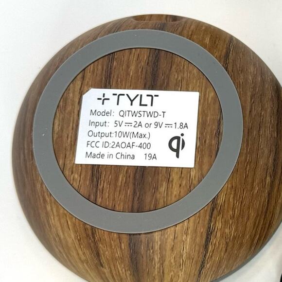 TYLT Twisty Wireless Charging Pad & Adjustable Stand-Grey & Wood - Picture 5 of 5